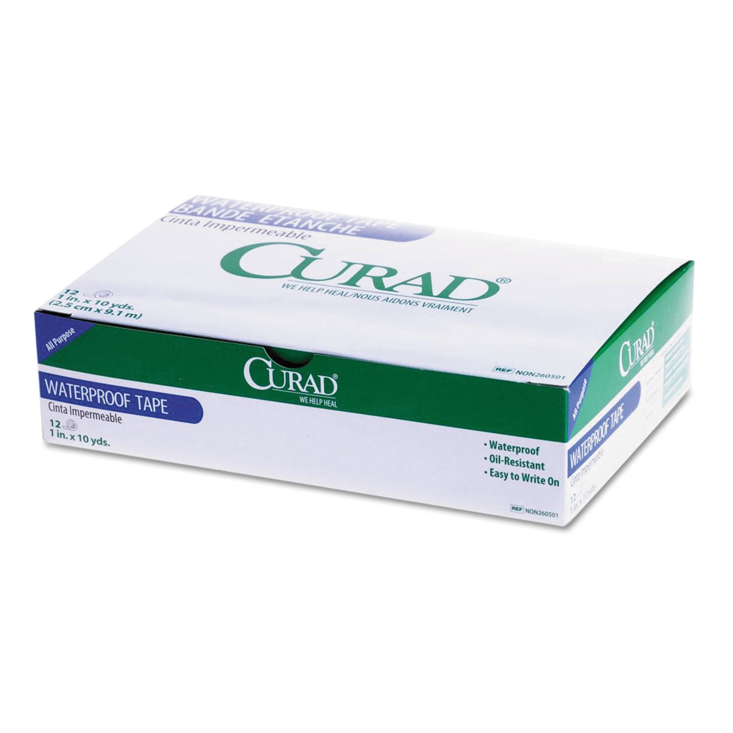 Curad Removable Waterproof Tape, 1" x 10 yds, White, 12/Box (NON260501)