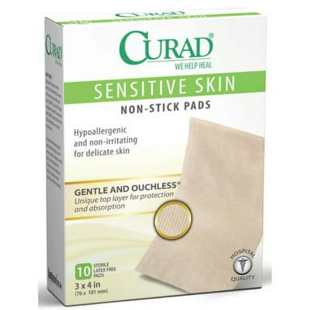 Curad Sensitive Skin Non-Stick Pads, 10 count