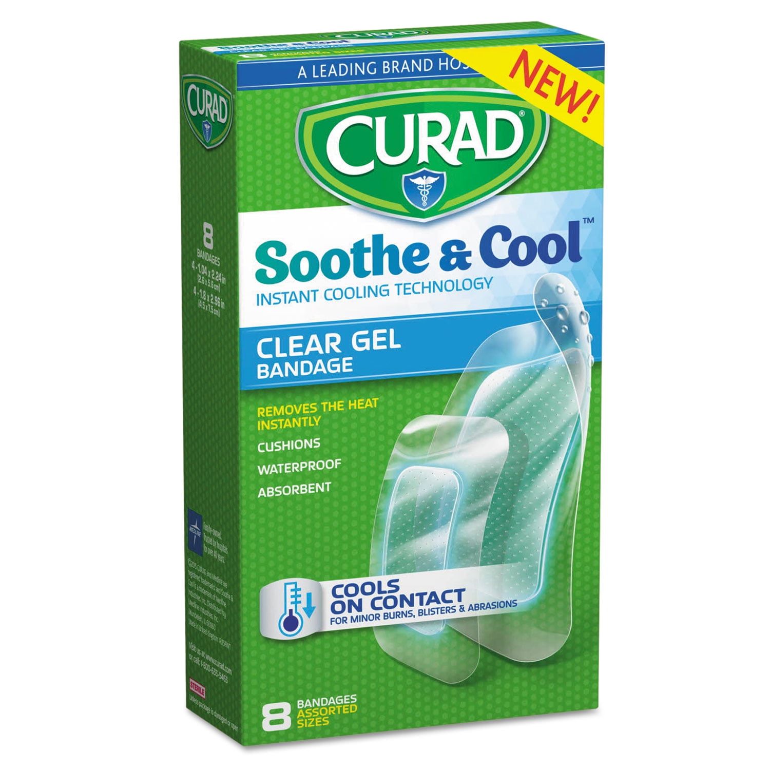 Soothe and Cool Clear Gel Bandages, Assorted, Clear, 8/Box Soothe and Cool Clear Gel Bandages, Assorted, Clear, 8/Box