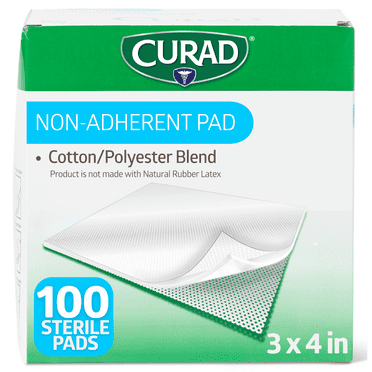 Curad Sterile Non-Adherent First Aid Gauze Pads, 3" x 4", 100 Count