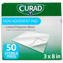 Curad Sterile Non-Adherent Pads, Nonstick Pads for Wound Care, 3" X 8", 50 Count