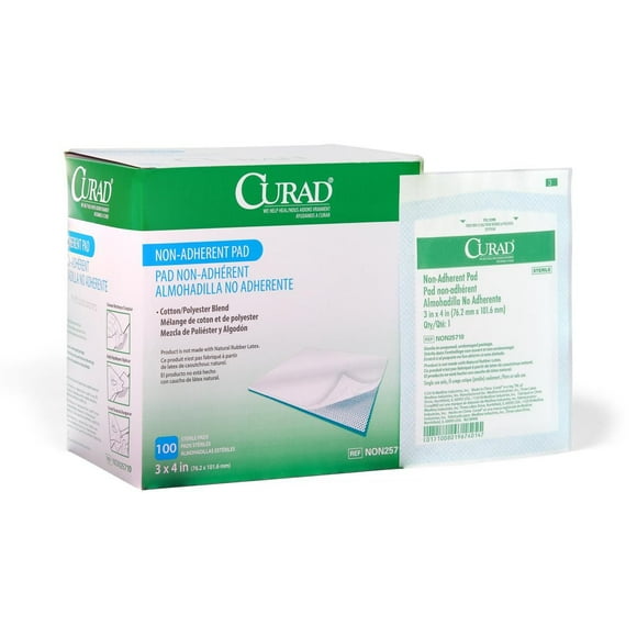 Curad Sterile Non-Adherent First Aid Gauze Pads, 3" x 4", 100 Count
