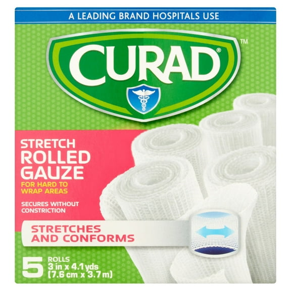 Curad Stretch Rolled Gauze, 3" X 4.1 yds, 5 Count
