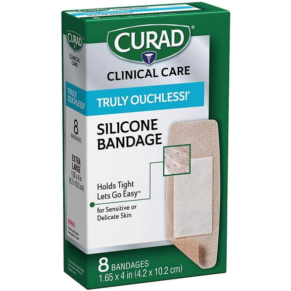 Curad Truly Ouchless Silicone Bandages, X-Large 8 ea (Pack of 4)