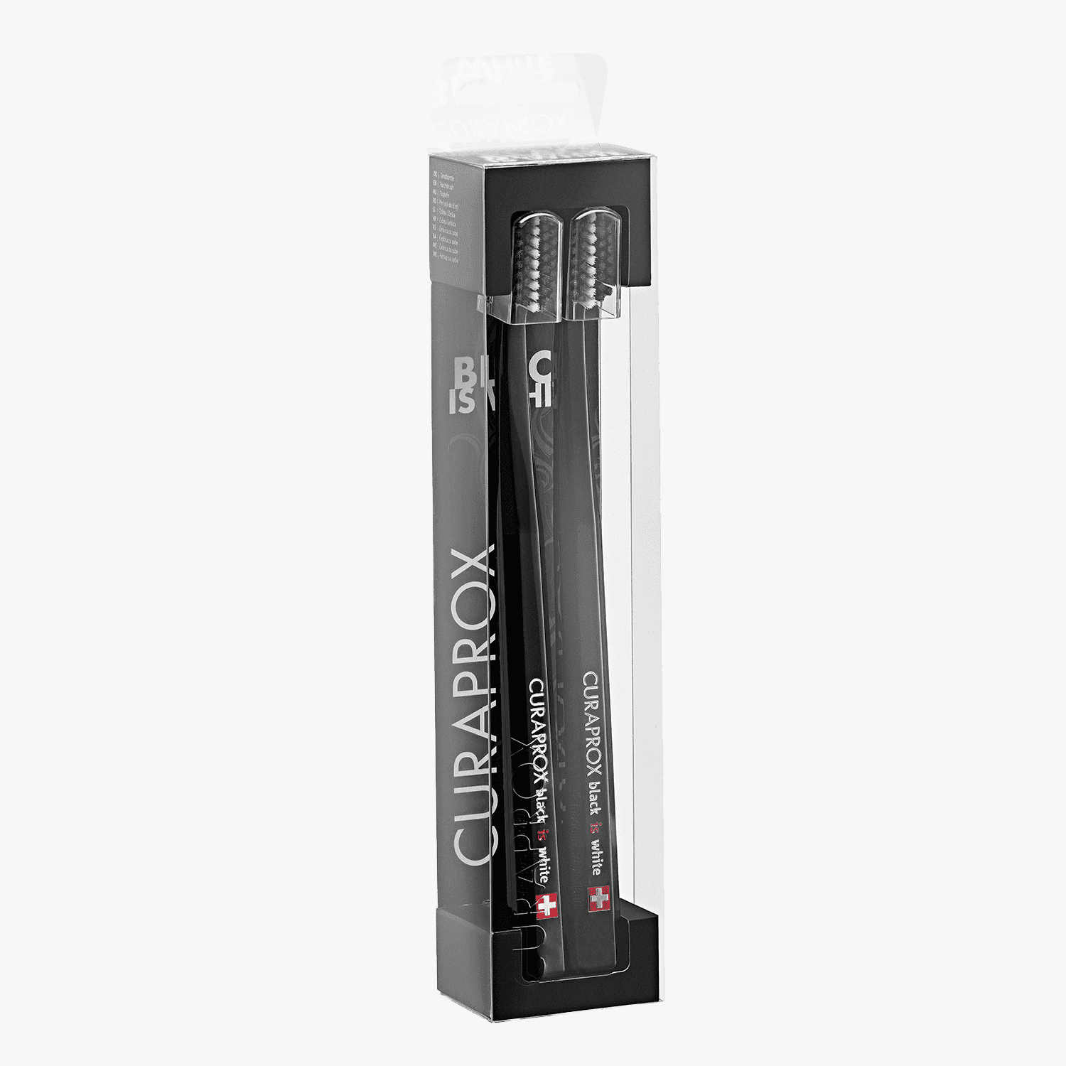 Curaprox Black is White Duo Toothbrush – Ultra Soft Carbon Whitening, Black/Black, 2-Pack