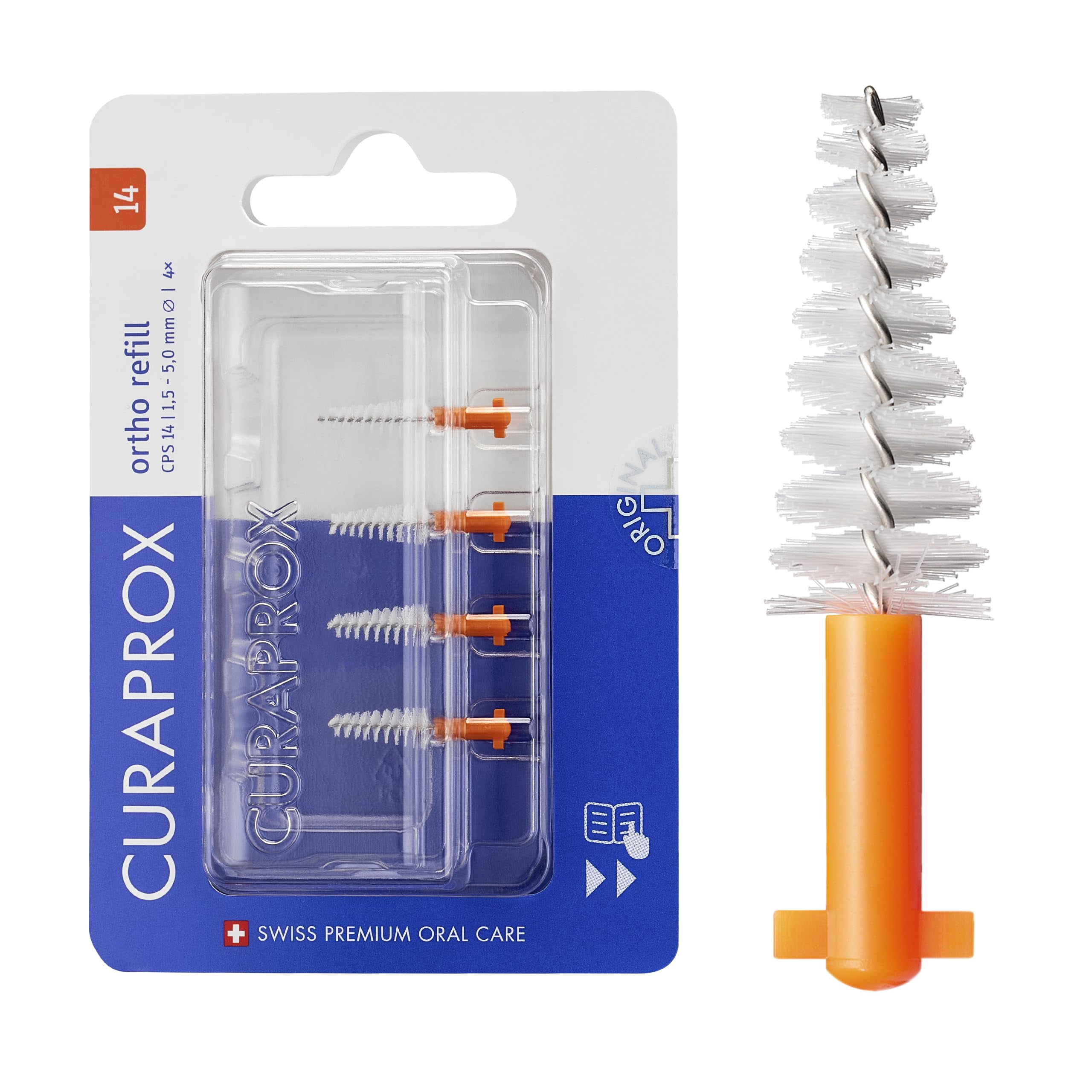 Curaprox CPS 14 Ortho Refill, 4-Pack, Orange, Designed in Switzerland ...
