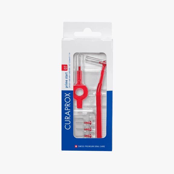 Curaprox CPS 07 Prime Start Interdental Brushes, Red, Gentle Cleaning of Tight Gaps, for Adults, 5 Count