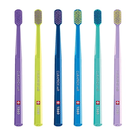Curaprox Compact Soft Manual Toothbrush, 6 Pack, Multicolor