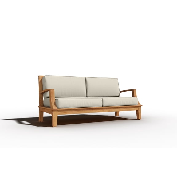 Curated Maison Eliane Teak Deep Seating Outdoor Sofa with Cushion in Tan