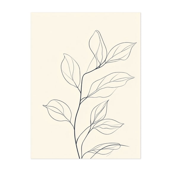 Curated Minimalist Floral Line Art - Line Drawing Line Art Minimalist Botanical Nature Abstract Floral Modern Art Unframed Wall Art Print 6 x 8 inches