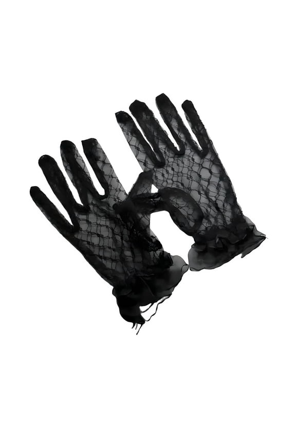 【Curated Selection】Dreamyjuly Lace Mesh Short Gloves Full Finger Gothic Costume Accessories for Women – Lace Gloves, Lace Mesh Short Gloves, Lace Short Gloves, Black