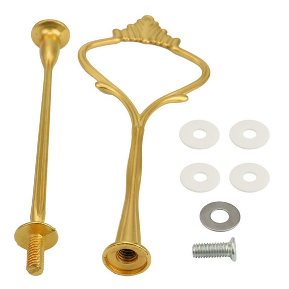 Curated Selection Shiogb Crown 2 Tier Cake Cupcake Plate Stand Handle Hardware Fitting Holder, Two-Tier Cake Stand (Small Crown, Second Tier, Gold), 4pcs