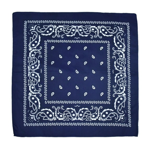 Curated Selection Shiogb Multi Purpose Cowboy Polyester Headbands 22X22 Inch, (Navy Blue) Polyester Paisley Cashew Square Scarf