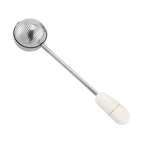 Curated Selection Shiogb One-Face Stainless Steel Duster Strainer One-Handed Operation Spring Sticks Sugar Flour Spice Baking Tool, Stainless Steel Powder Dispenser Filter Screen (White)