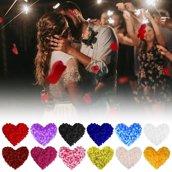 Curated Selection Shiogb Rose Petals for Night Wedding Proposal Anniversary Flower Decorations, Valentine's Day Decorations: Artificial Rose Petals - Light Blue, B