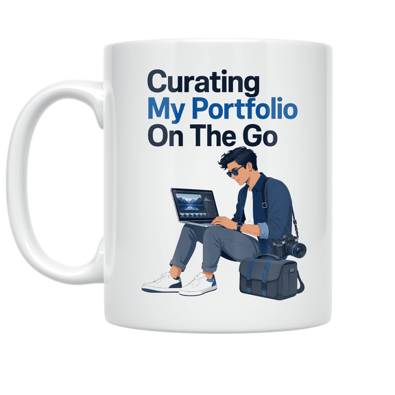 Curating My Portfolio On The Go - Freelance Photographer - 11 oz Ceramic Coffee Mug