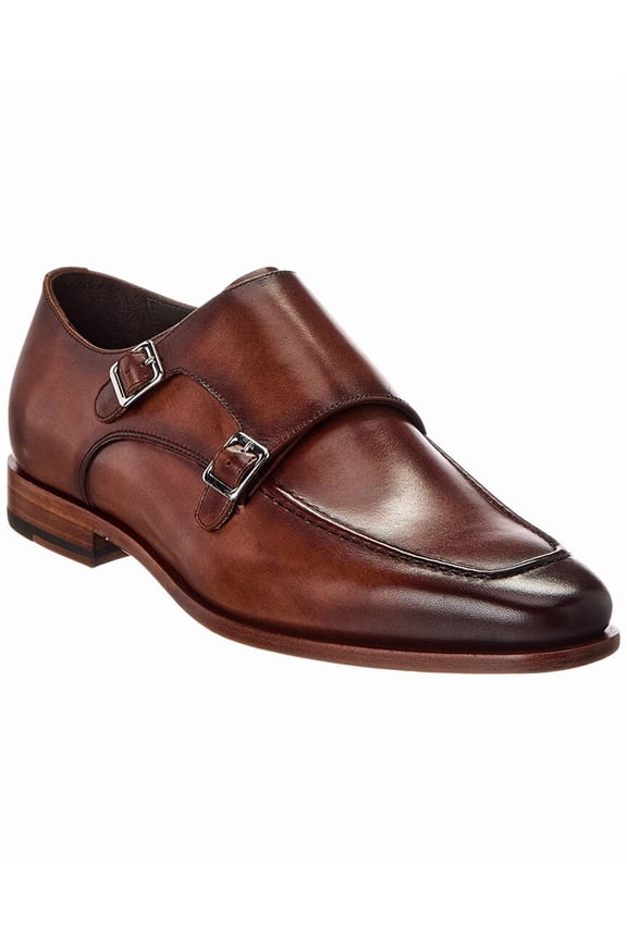 Apron Double Monk Leather Loafer, 11.5, Brown