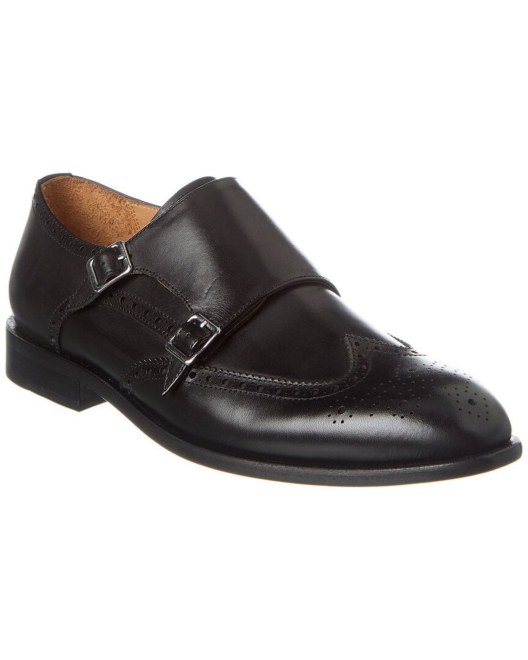Curatore Wingtip Double Monk Leather Loafer, 9, Black  display picture 1