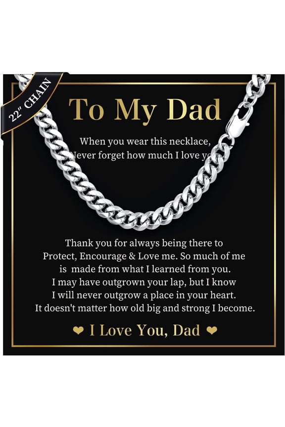 Curb Chain Necklace Gifts for Man - Men's Cool Hip Hop 8mm Stainless Steel Cuban Link Chain Necklace for Man, Mens Jewelry Gifts for Boyfriend Son Dad Graduation Father's Day,22 Inches