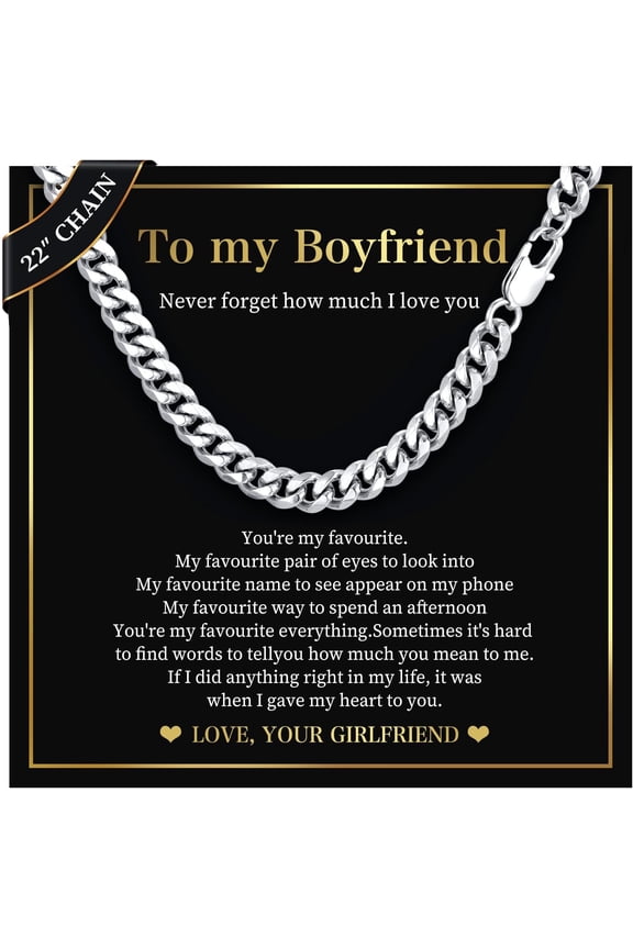 Curb Chain Necklace Gifts - Men's Cool Hip Hop 8mm Stainless Steel Cuban Link Chain Necklace for Men, Mens Jewelry Gifts for Boyfriend Son Dad Graduation Father's Day,22 Inches