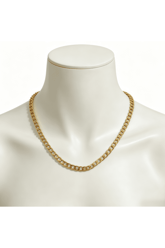 Curb Chain Solid Necklaces 10K, Real Solid  Yellow Gold Chain, 4mm and 20 Inches