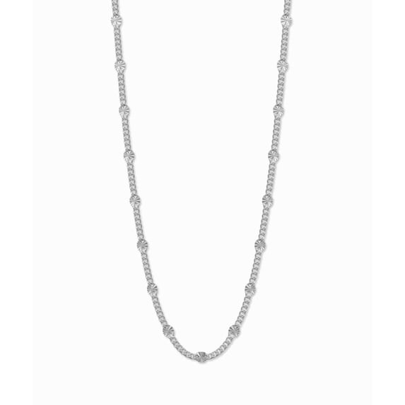 Curb Chain with Dapped Sun Links Station Style Sterling Silver - 16