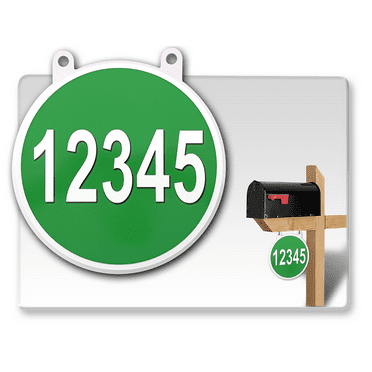 Curb-N-Sign 10-inch Circular, Outdoor Double-Sided Hanging Address Numbers Plaque, Highly Reflective