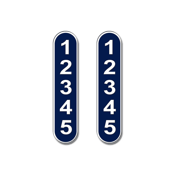 Curb-N-Sign, 2 Vertical Reflective Address Signs, Customized for You, Navy Blue