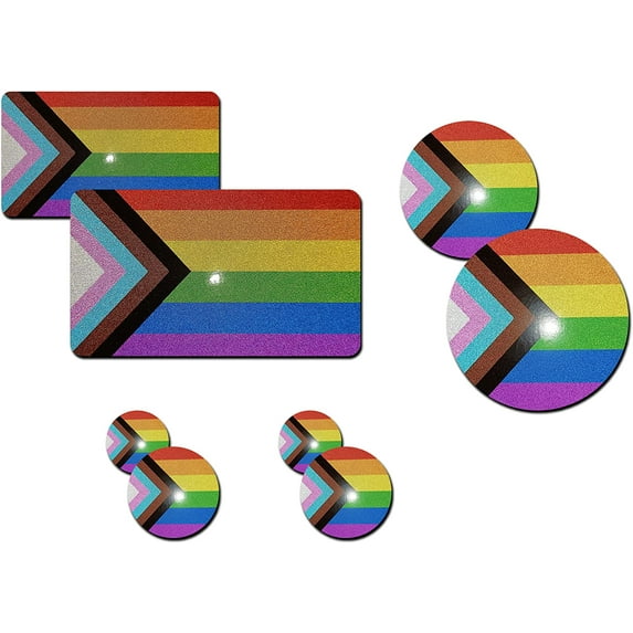 Curb-N-Sign 8 Pcs Rainbow Pride Flag Vinyl Decal, Reflective New LGBTQ+ Flag Decal Sticker, Rainbow Stickers for Vehicles Car Window Bumper, Mobile, Laptop, Water Bottle, New LGBTQ + Community Flag