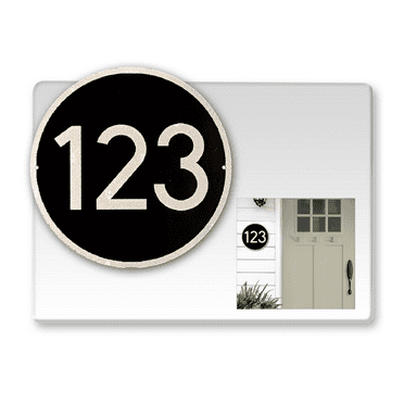 Curb-N-Sign® Custom Address Numbers for Outside, Single Sided Silk Screened Aluminum House Number Sign, Highly Reflective Circular 8 inch, 12 Month Warranty (Black)