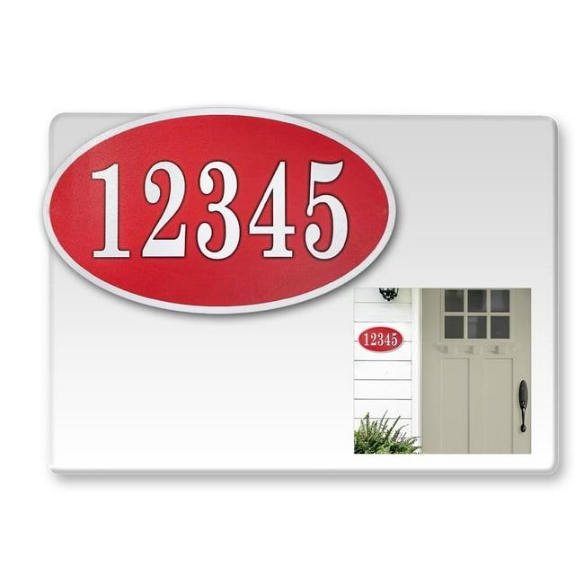 Curb-N-Sign® Custom Fancy Address Numbers for Outside, Super Reflective Easy Peel and Stick Address Number Stickers, Personalized Home/Office/Mailbox Address (10x13 inches, Red)