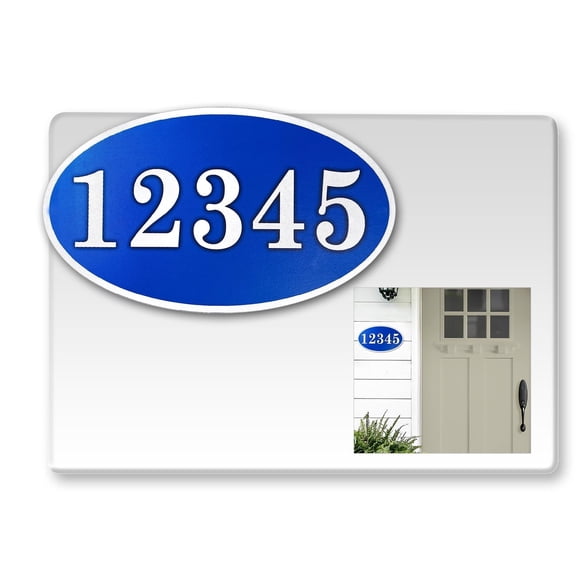 Curb-N-Sign® Custom Fancy Address Numbers for Outside, Super Reflective Easy Peel and Stick Address Number Stickers, Personalized Home/Office/Mailbox Address (7x12 inches, Blue)