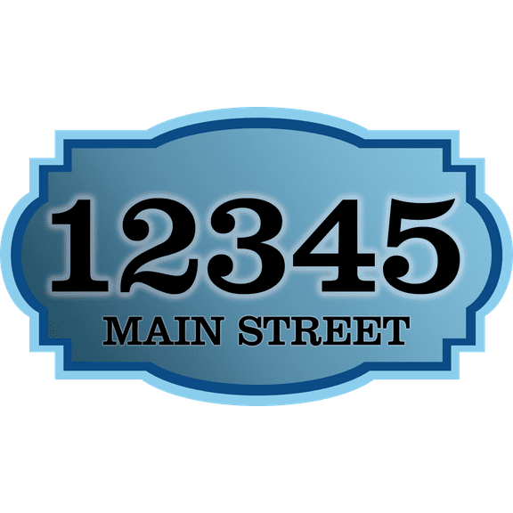 Curb-N-Sign® Custom Horizontal House Address for Outside, Highly Reflective Fancy Address Numbers Vinyl Stickers, Easy Peel and Stick Personalized Home/Office/Mailbox Address (Baby Blue,3"x8")