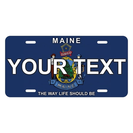Curb-N-Sign® Custom License Plate, Made in USA Aluminum Composite Material Personalized License Plate for Car, Custom Front License Plate (6x12 Inches), Maine