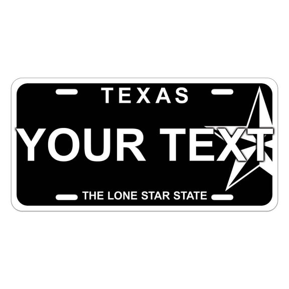 Curb-N-Sign® Custom License Plate, Made in USA Aluminum Composite Material Personalized License Plate for Car, Custom Front License Plate (6x12 Inches), Texas Black