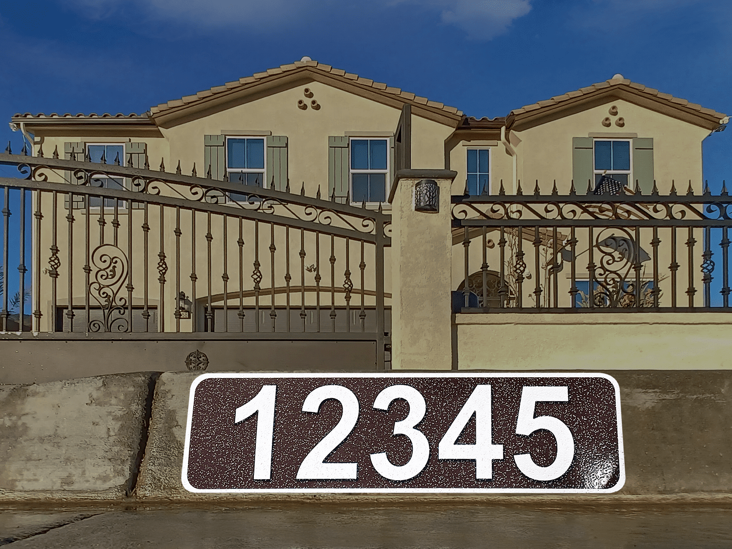 Curb-N-Sign Customized Assorted Colors Curb Sticker, 12 Month Warranty, Reflective Aluminum Curb Address Decal (Brown)