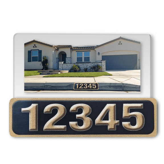 Curb-N-Sign® Customized Reflective Aluminum Curb Address Sticker Decal, Assorted Color Curb Wrap® Address Number, Letters (Medium, Bronze)