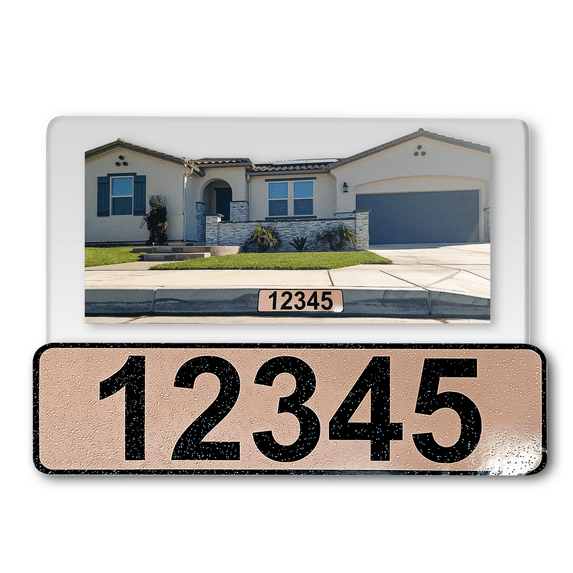 Curb-N-Sign® Customized Reflective Aluminum Curb Address Sticker Decal, Assorted Color Curb Wrap® Address Number, Letters (Medium, Tan)
