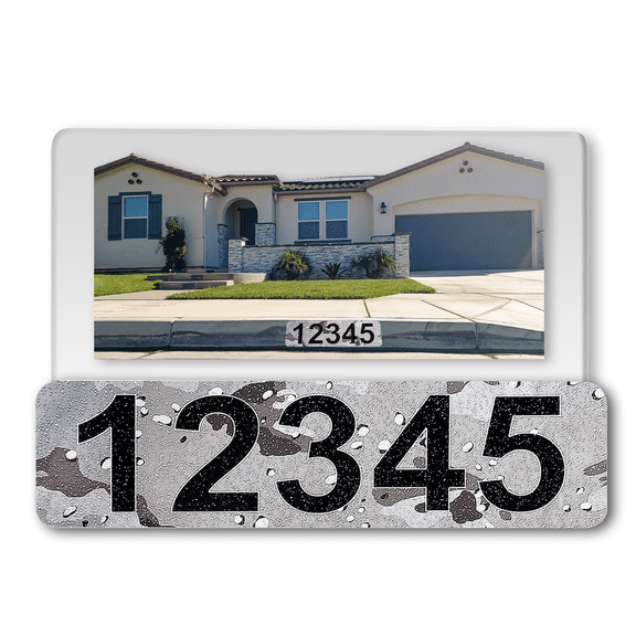 Curb-N-Sign® Customized Reflective Aluminum Curb Address Sticker Decal, Military Curb Wrap® Address Number, Letters (Small, DESERT CAMO)
