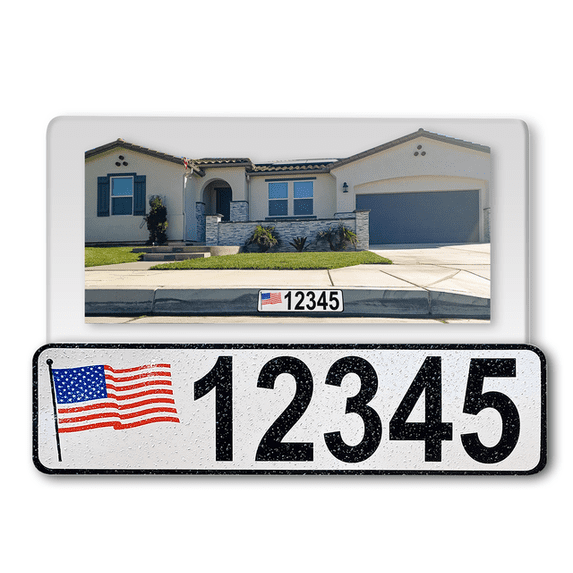 Curb-N-Sign® Customized Super Reflective Aluminium Curb Wrap® House Number Decals for Outdoor, Indoor House Numbers Letters Sticker Decals with USA