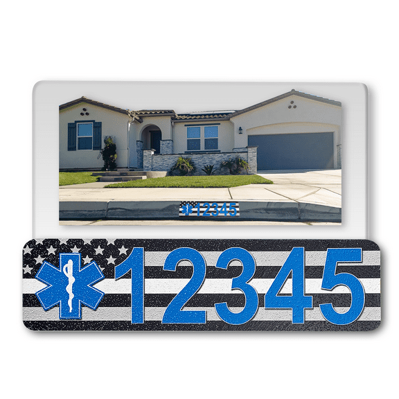 Curb-N-Sign® Customized Super Reflective Aluminum Curb Wrap® House Number Sticker Decal for Outdoor, 12 Month Warranty House Address Numbers Letters with Thin White Line