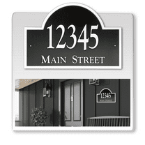 Curb-N-Sign® Fancy Arch Super Reflective Mailbox Address Numbers Plaque, Customized Address Number Letter, Aluminum Pre-Drilled Holes,12-Month Warranty (8”x12”, Black)