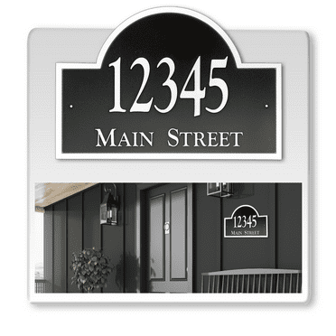 Curb-N-Sign® Fancy Arch Super Reflective Mailbox Address Numbers Plaque, Customized Address Number Letter, Aluminum Pre-Drilled Holes,12-Month Warranty (8”x12”, Black)