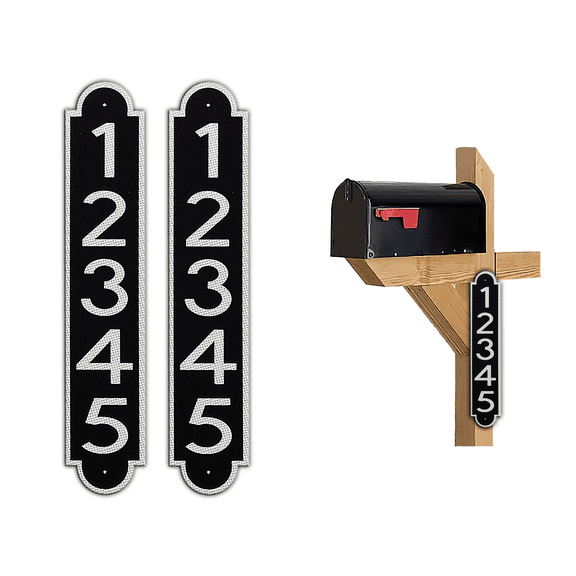 Curb-N-Sign® Fancy Super Reflective Mailbox Address Numbers Plaque, Customized Address Number Letter, Aluminum Plaque Pre-Drilled Holes,12-Month Warranty (3”x12”, Black)