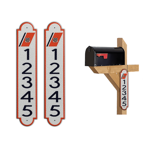 Curb-N-Sign® Fancy Super Reflective Mailbox Address Numbers Plaque, Customized Address Number Letter, Aluminum Plaque Pre-Drilled Holes,12-Month Warranty (3”x12”, Coast Guard)
