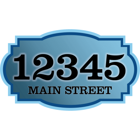 Curb-N-Sign® Horizontal House Address Decals, Victorian Fancy Super Reflective Mailbox Address Numbers, Easy Peel & Stick Customized Address Number (Baby Blue,7"x12")