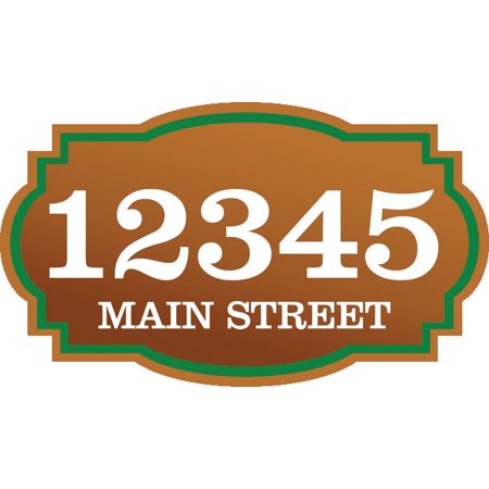 Curb-N-Sign® Horizontal House Address Decals, Victorian Fancy Super Reflective Mailbox Address Numbers, Easy Peel & Stick Customized Address Number (Cooper Green,11"x20")