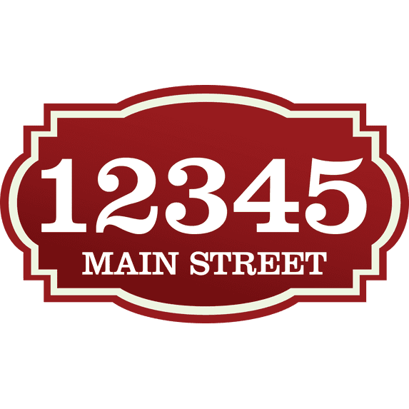 Curb-N-Sign® Horizontal House Address Decals, Victorian Fancy Super Reflective Mailbox Address Numbers, Easy Peel & Stick Customized Address Number (Crimson Red,11"x20")