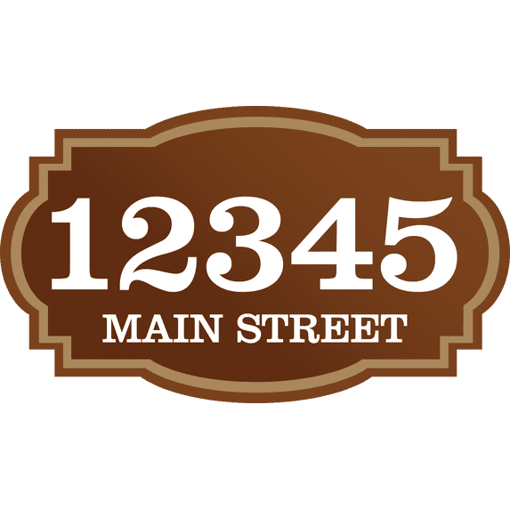 Curb-N-Sign® Custom Horizontal House Address for Outside, Highly Reflective Fancy Address Numbers Vinyl Stickers, Easy Peel and Stick Personalized Home/Office/Mailbox Address (Choclate teak,7"x12")
