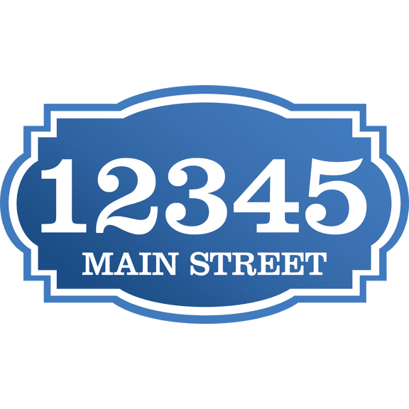 Curb-N-Sign® Horizontal House Address Sign, Fancy Super Reflective Mailbox Address Numbers Plaque, Single/Double Sided Customized Pre-Drilled Aluminum Signs (Sky Blue White,7"x12")